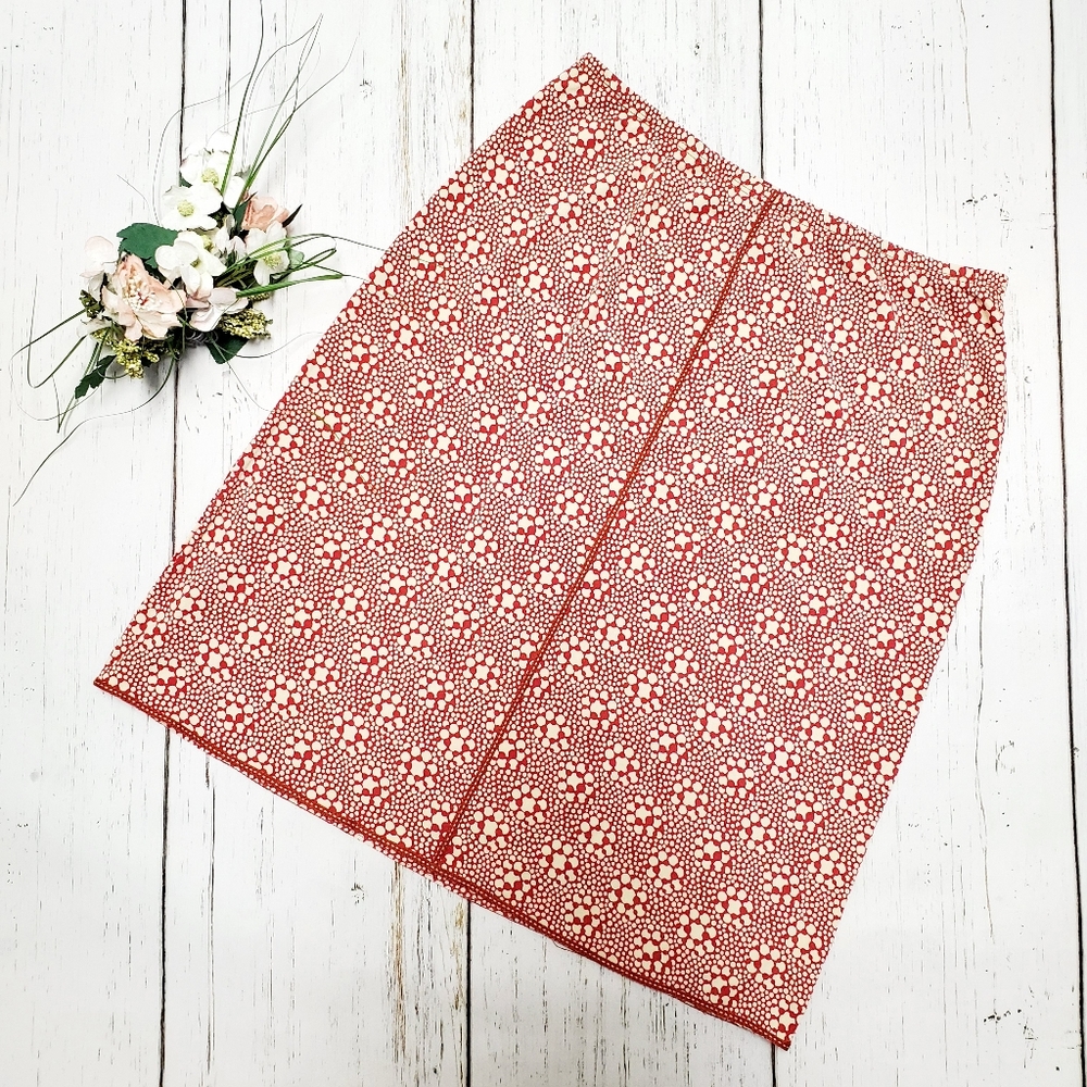 STUDIO M Geometric Red Print Stretch Skirt Size XS